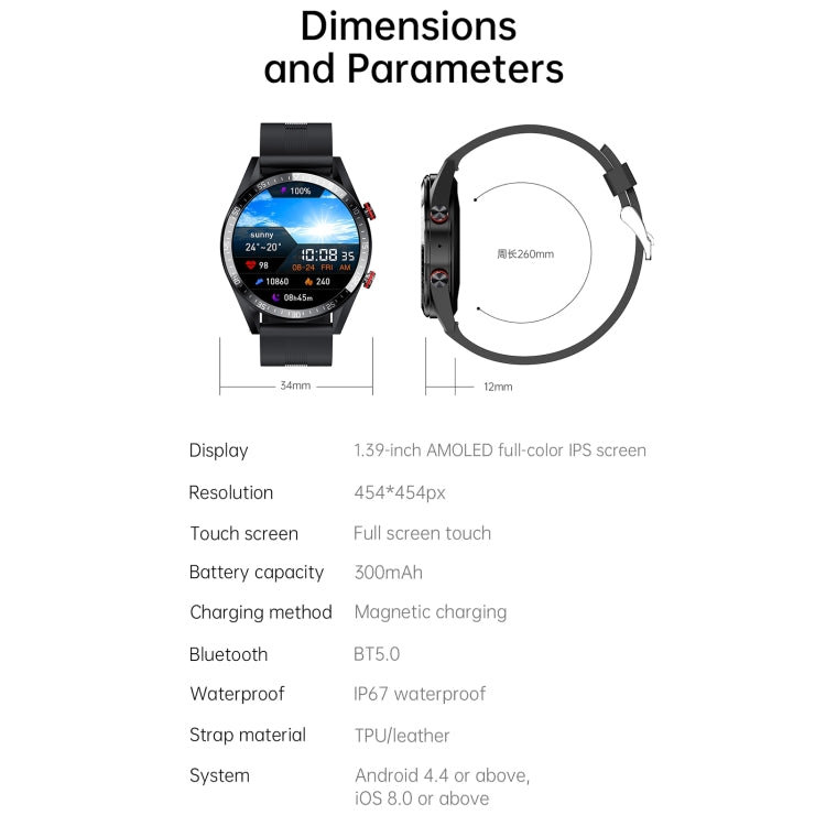 DW16 1.39 inch AMOLED Screen Smart Watch, Support Heart Rate / Blood Pressure Monitoring, Leather Strap(Brown) by buy2fix