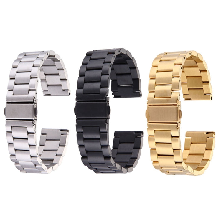 For Samsung Gear S2 Classic Smart Watch Butterfly Buckle 3 Beads Stainless Steel Watchband(Black) by buy2fix