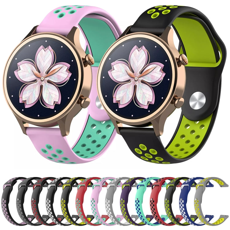 Double Color Watch Band for Galaxy S3 Ticwatch Pro(Purple + Mint Green) by buy2fix