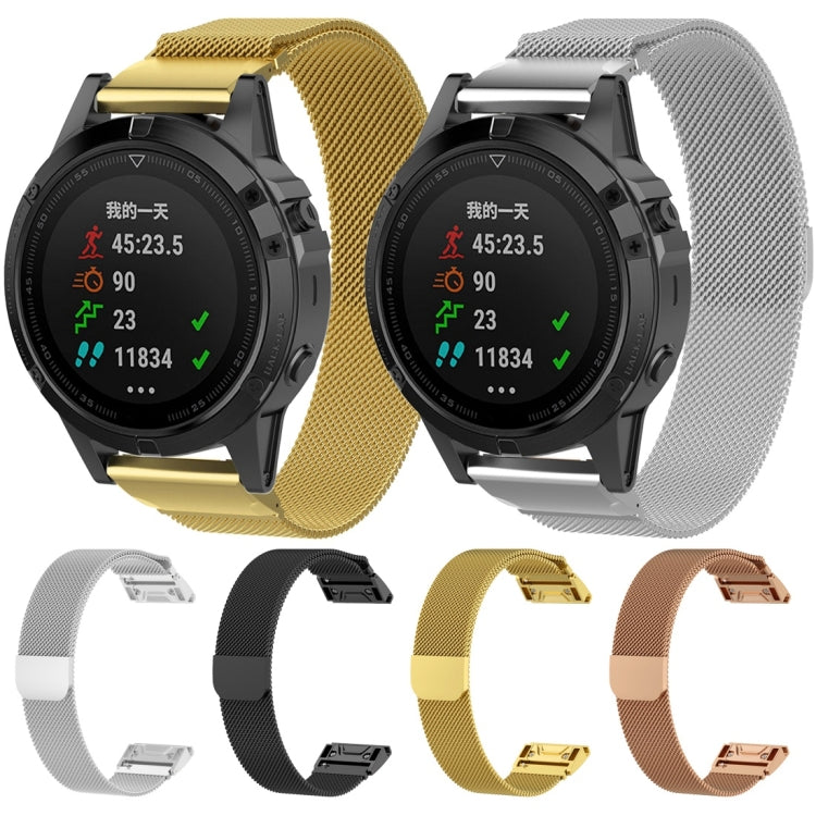 For Garmin Fenix 7S Milanese Watch Band (Gold) by buy2fix