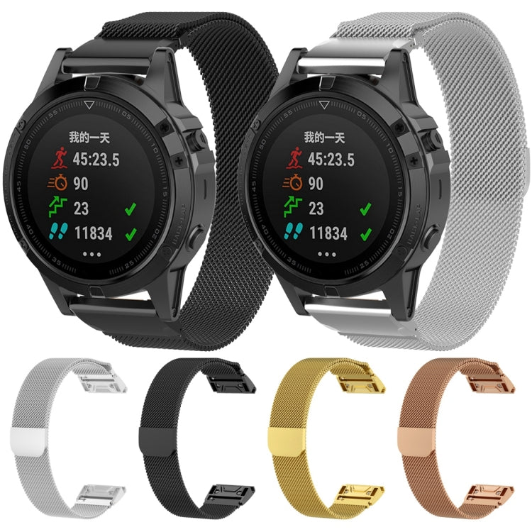For Garmin Fenix 7X Milanese Watch Band (Rose Gold) by buy2fix