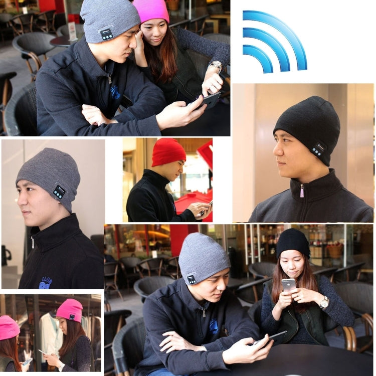 Square Textured Knitted Bluetooth Headset Warm Winter Hat with Mic for Boy & Girl & Adults(Black) by buy2fix