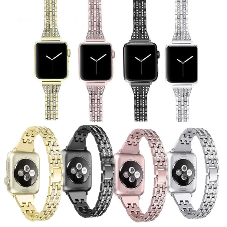 Colorful Diamond Stainless Steel Watch Band for Apple Watch Series 7 41mm / 6 & SE & 5 & 4 40mm / 3 & 2 & 1 38mm(Black) by buy2fix