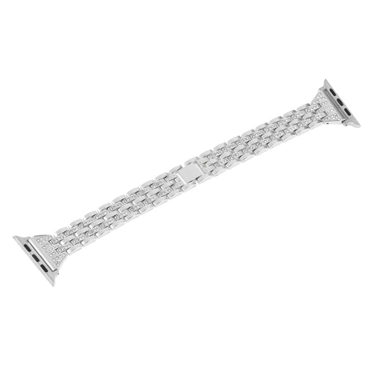 Colorful Diamond Stainless Steel Watch Band for Apple Watch Series 7 45mm / 6 & SE & 5 & 4 44mm / 3 & 2 & 1 42mm(Silver) by buy2fix