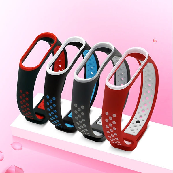 Colorful Silicone Wrist Strap Watch Band for Xiaomi Mi Band 3 & 4(Black Red) by buy2fix