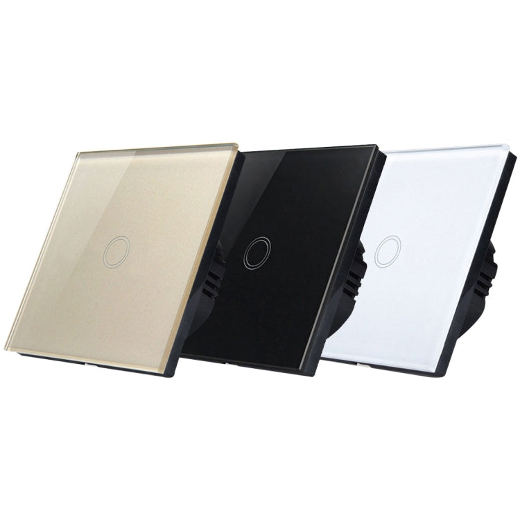 86mm 1 Gang Tempered Glass Panel Wall Switch Smart Home Light Touch Switch with RF433 Remote Controller, AC 110V-240V(Gold) by buy2fix