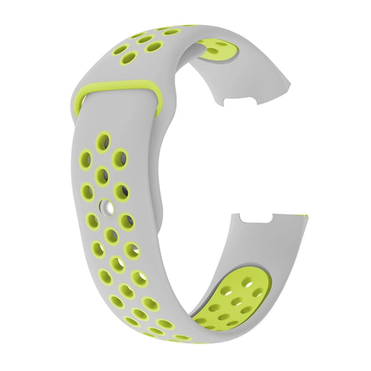 Two-color Round Hole Silicone Watch Band for Fitbit Charge 3, Watch Band Size:130-195mm(Grey Green) by buy2fix