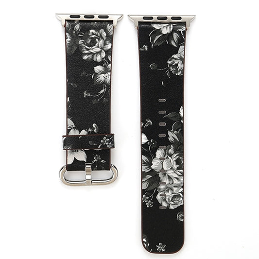 For Apple Watch Ultra 49mm&Watch Ultra 2 49mm / Series 10 46mm / 9&8&7 45mm / SE 3&SE 2&6&SE&5&4 44mm / 3&2&1 42mm Fashion Pastoralism Style Little Floral Pattern Women Watch Leather Watch Band by buy2fix