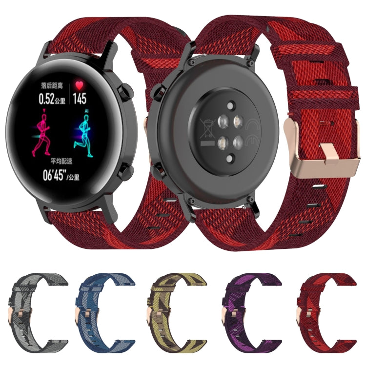 20mm Stripe Weave Nylon Wrist Strap Watch Band for Huawei GT 2 42mm / Honor Magic Watch 2 42mm(Blue) by buy2fix