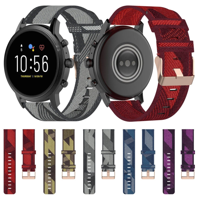 22mm Stripe Weave Nylon Wrist Strap Watch Band for Fossil Gen 5 Carlyle, Gen 5 Julianna, Gen 5 Garrett, Gen 5 Carlyle HR (Red) by buy2fix