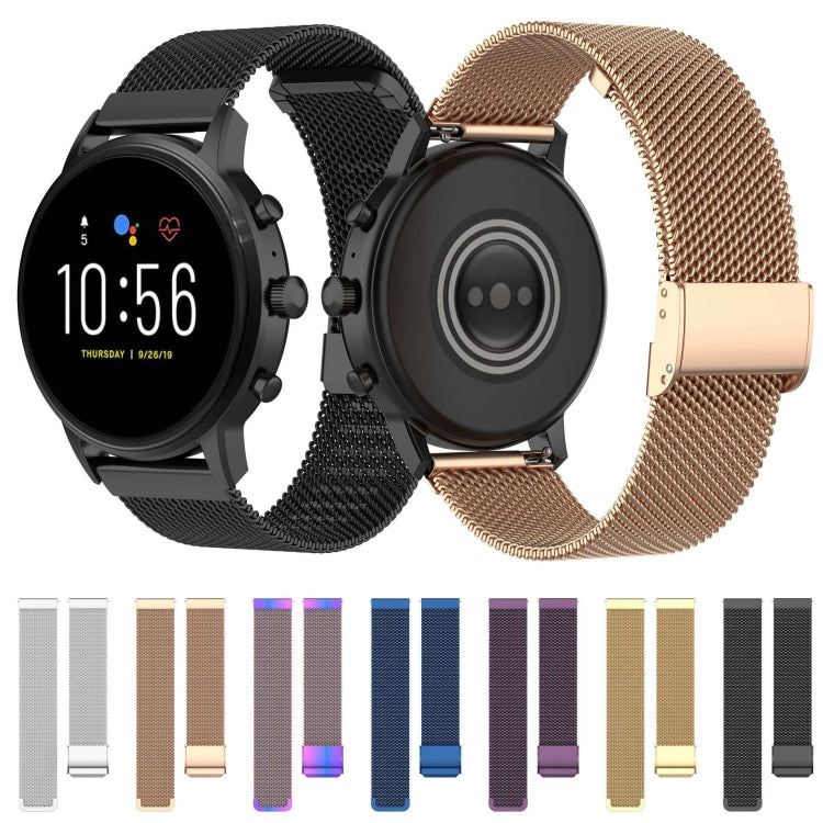 22mm Metal Mesh Wrist Strap Watch Band for Fossil Gen 5 Carlyle / Gen 5 Julianna / Gen 5 Garrett / Gen 5 Carlyle HR (Rose Gold) by buy2fix