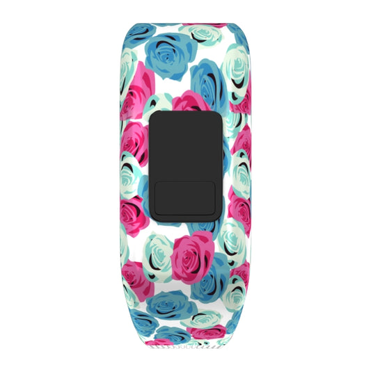 Flower Pattern Silicone Sport Watch Band for Garmin Vivofit JR, Size: Large(Blue + Red) by buy2fix