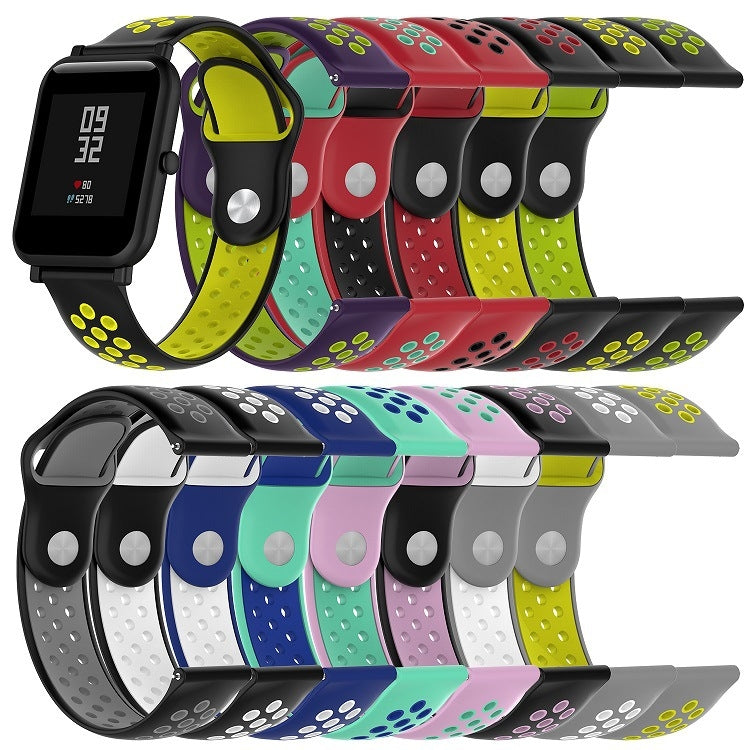 Double Colour Silicone Sport Watch Band for Huawei Watch Series 1 18mm(Black Pink) by buy2fix