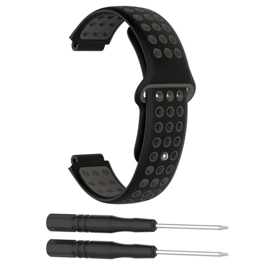 Double Colour Silicone Sport Watch Band for Garmin Forerunner 220 / Approach S5 / S20(Black Grey) by buy2fix