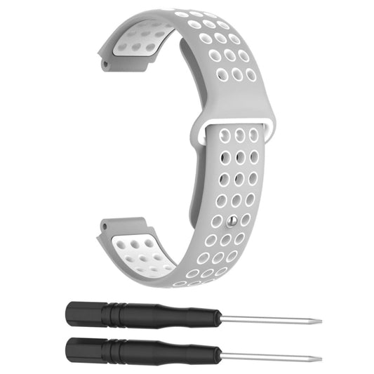 Double Colour Silicone Sport Watch Band for Garmin Forerunner 220 / Approach S5 / S20(Grey White) by buy2fix