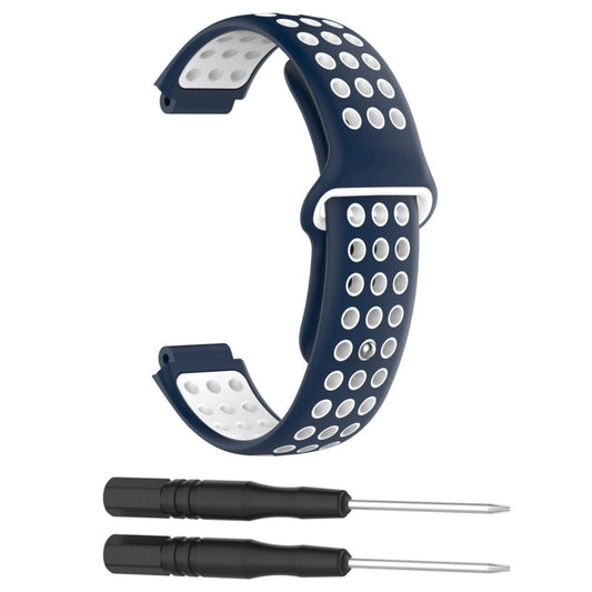 Double Colour Silicone Sport Watch Band for Garmin Forerunner 220 / Approach S5 / S20(White Blue) by buy2fix
