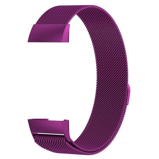 Stainless Steel Magnet Watch Band for FITBIT Charge 3, Size:Small, 187x18mm(Dark Purple) by buy2fix