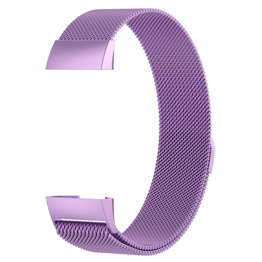 Stainless Steel Magnet Watch Band for FITBIT Charge 3, Size:Large, 217x18mm(Light Purple) by buy2fix