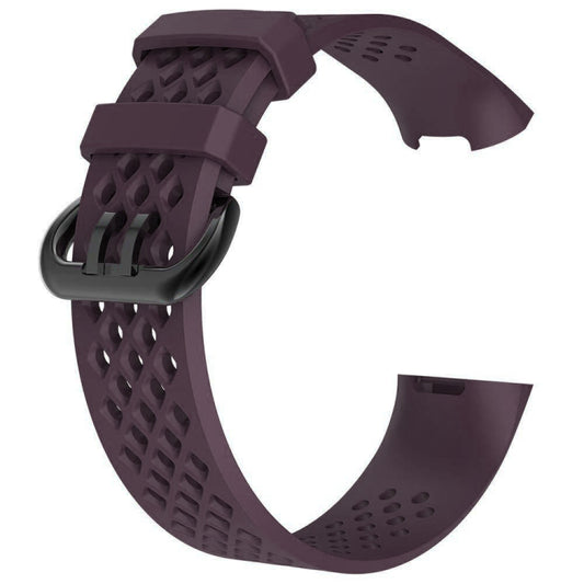 Square Hole Adjustable Sport Watch Band for FITBIT Charge 3(Dark Purple) by buy2fix