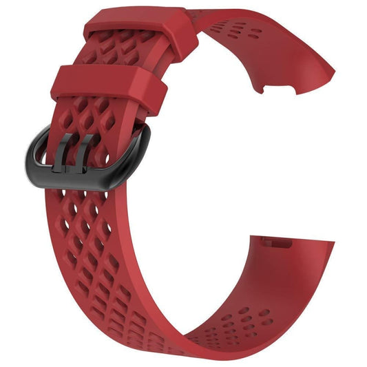 Square Hole Adjustable Sport Watch Band for FITBIT Charge 3(Red) by buy2fix