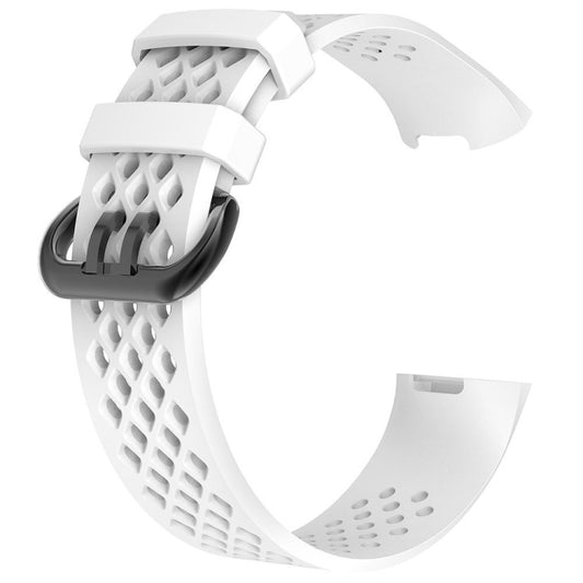 Square Hole Adjustable Sport Watch Band for FITBIT Charge 3(White) by buy2fix