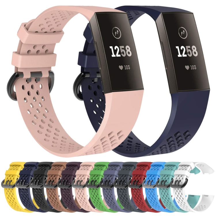 Square Hole Adjustable Sport Watch Band for FITBIT Charge 3(Aqua Blue) by buy2fix