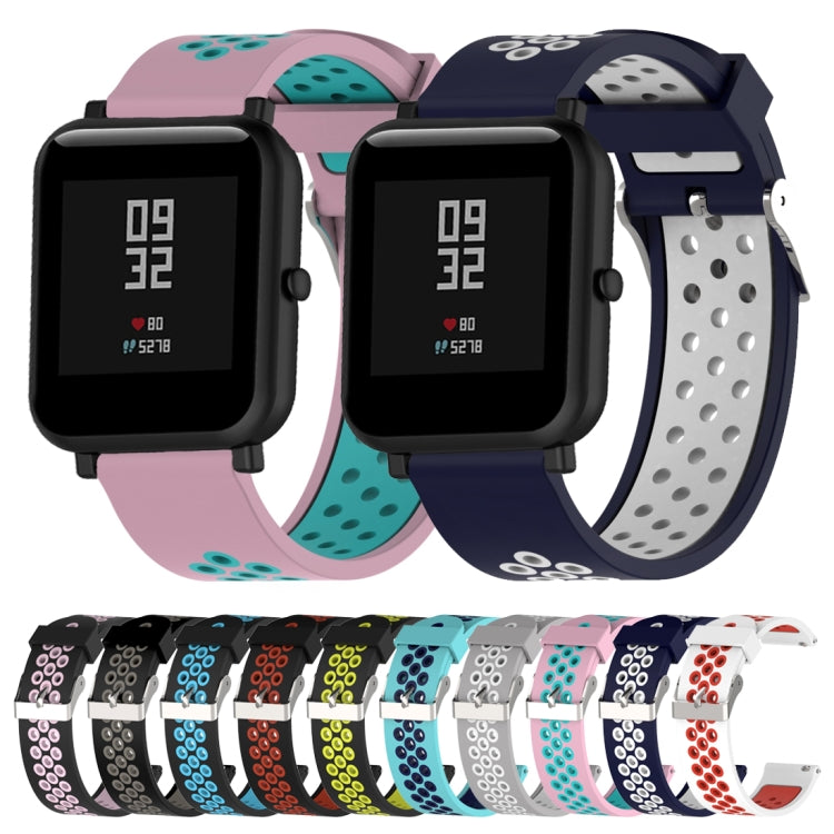 Double Colour Silicone Sport Watch Band for Xiaomi Huami Amazfit Bip Lite Version 20mm(Dark Blue + Baby Blue) by buy2fix