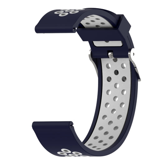 Double Colour Silicone Sport Watch Band for Xiaomi Huami Amazfit Bip Lite Version 22mm(White Blue) by buy2fix