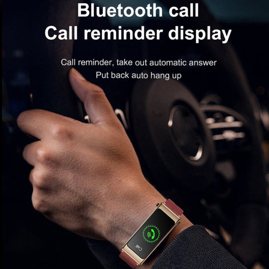 K13 1.14 inch Leather Band Earphone Detachable Smart Watch Support Bluetooth Call (Black) by buy2fix