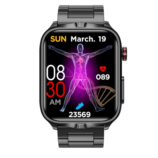 TK11P 1.83 inch IPS Screen IP68 Waterproof Steel Band Smart Watch, Support Stress Monitoring / ECG (Black) by buy2fix