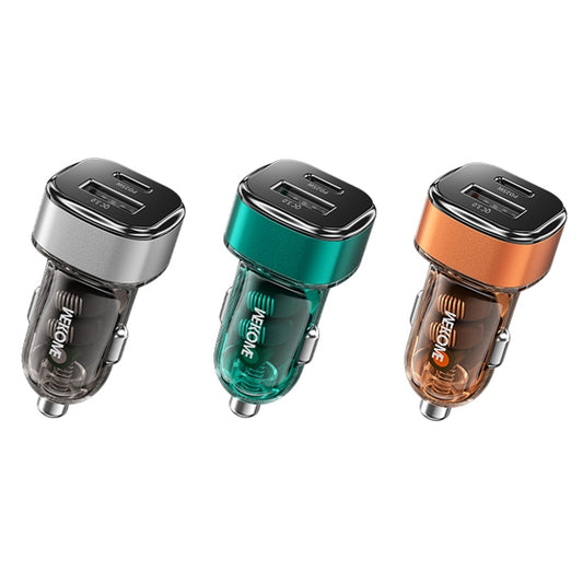 WK WP-C45 Vanguard Series Mecha Transparent USB+Type-C Fast Car Charger (Green) by WK
