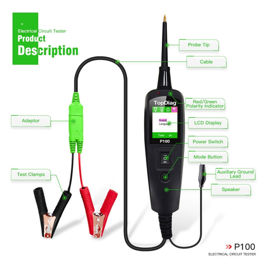 TopDiag P100 Car Circuit Intelligent Analyzer Diagnostic Instrument, Cable Length: 10m by buy2fix