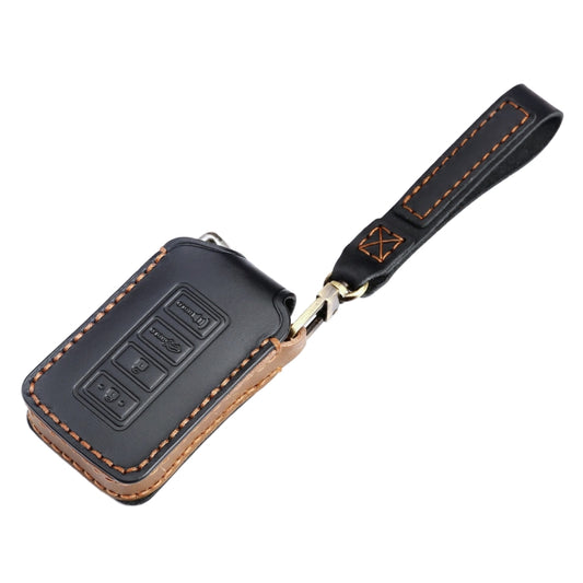For Lexus 4-button Hallmo Car Cowhide Leather Key Protective Cover Key Case(Brown) by Hallmo