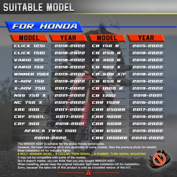 2pcs For Honda RS150 XRE300 CRF300 X-ADV Motorcycles LED Turn Signal Light(Transparent) by buy2fix