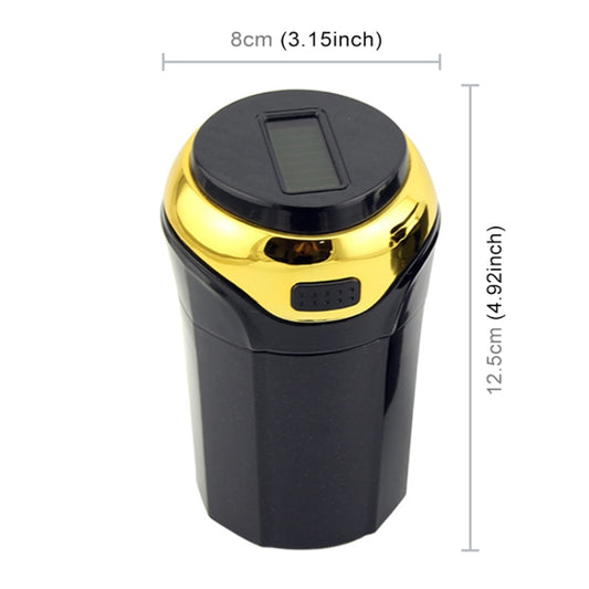 N12B Car Creative Ashtray Solar Power With Light And Cover Car Supplies (Gold) by buy2fix