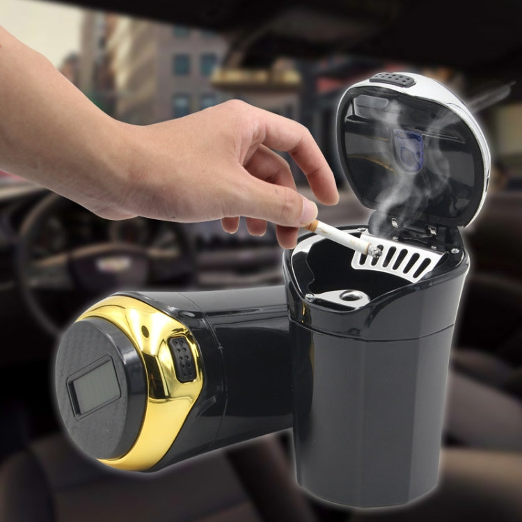 N12B Car Creative Ashtray Solar Power With Light And Cover Car Supplies (Silver) by buy2fix