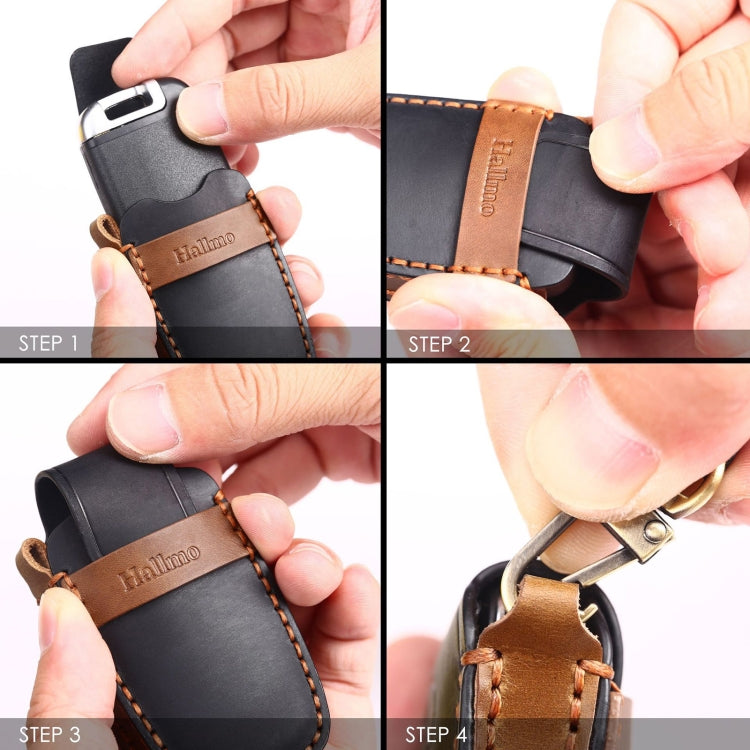 For Kia Sportage R / K5 / K4 / K2 / KX3 Hallmo A Style Car Cowhide Leather Key Protective Cover Key Case(Black) by Hallmo