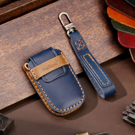 For Kia Sportage R / K5 / K4 / K2 / KX3 Hallmo B Style Car Cowhide Leather Key Protective Cover Key Case(Blue) by Hallmo