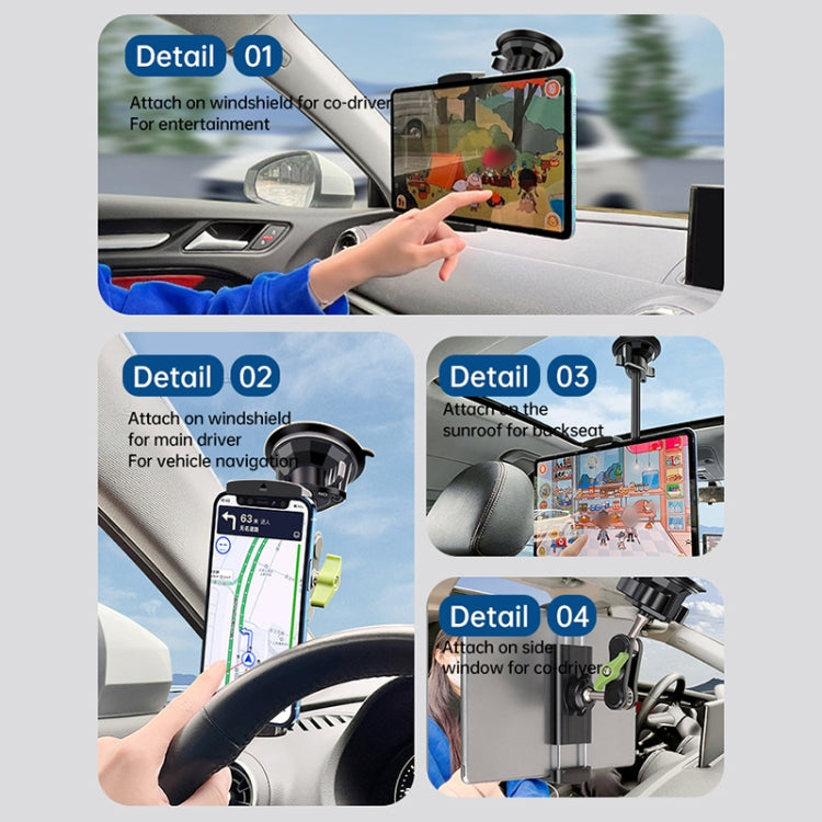 UBA-P1L Car Flexible Tablet Suction Cup Clamp Holder with Extension Rod without Remote Control by buy2fix