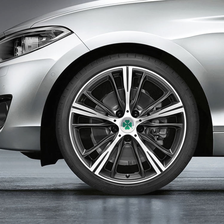 4 in 1 Car Four Leaf Clover Pattern Wheel Hub Decorative Sticker Silver, Diameter: 5.8cm by buy2fix