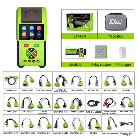 JDiag M200 8V-30V OBD Motorcycles Diagnostic Instrument with Data Printing, Full Version by buy2fix