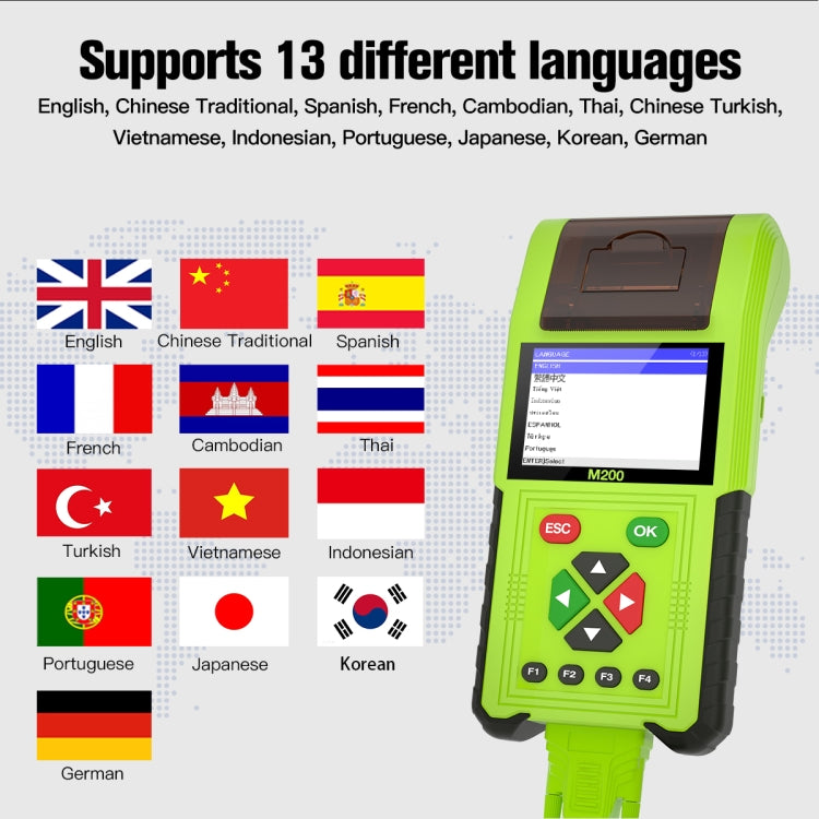 JDiag M200 8V-30V OBD Motorcycles Diagnostic Instrument with Data Printing, Full Version by buy2fix