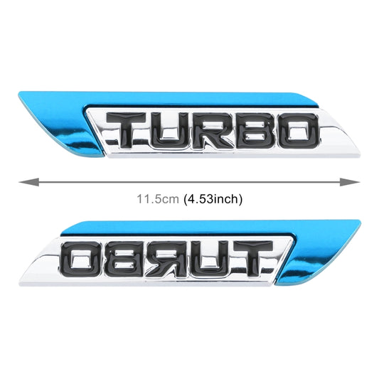 1 Pair Car Turbo Personalized Aluminum Alloy Decorative Stickers, Size: 11.5 x 2.5 x 0.5cm (Blue) by buy2fix
