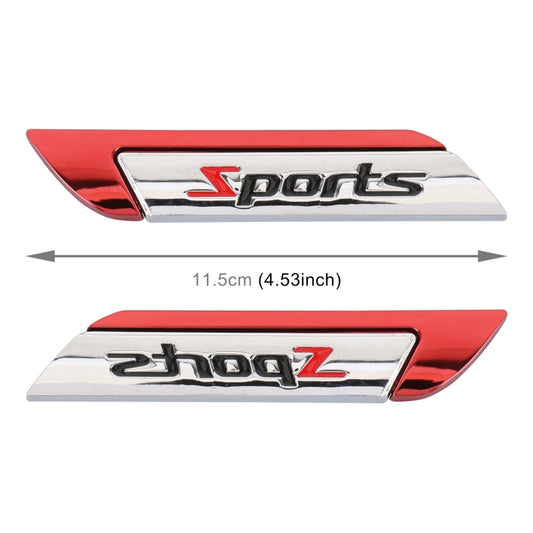 1 Pair Car SPORTS Personalized Aluminum Alloy Decorative Stickers, Size: 11.5 x 2.5 x 0.5cm (Red) by buy2fix