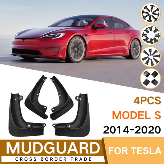For TESLA MODEL S 2014-2020 4pcs/Set Car Auto Soft Plastic Splash Flaps Fender Guard by buy2fix