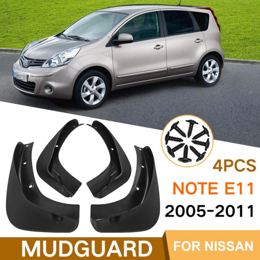 For Nissan Note E11 / LIVINA 2005-2009 4pcs/Set Car Auto Soft Plastic Splash Flaps Fender Guard by buy2fix