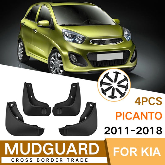 For KIA Picanto 2011-2018 4pcs/Set Car Auto Soft Plastic Splash Flaps Fender Guard by buy2fix