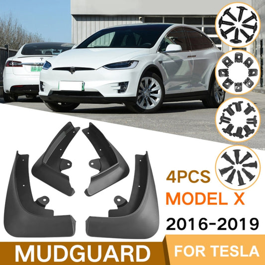 For TESLA MODEL X 2016-2021 4pcs/Set Car Auto Soft Plastic Splash Flaps Fender Guard by buy2fix