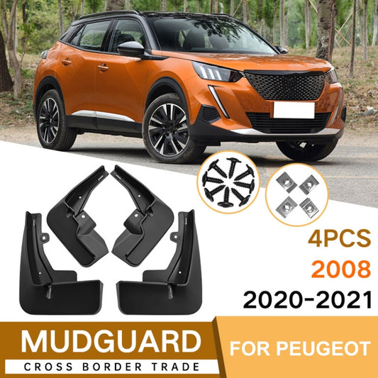 For Peugeot 2008 2020-2023 4pcs/Set Car Auto Soft Plastic Splash Flaps Fender Guard by buy2fix