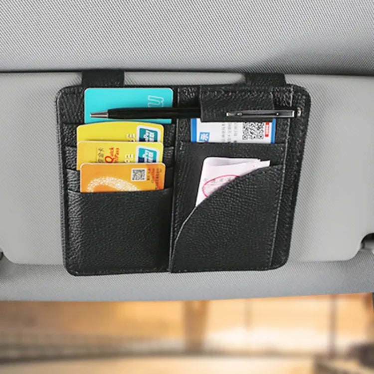Car Multifunctional Sun Visor Card Holder Bill Storage Card Bag (Beige) by buy2fix